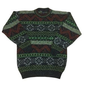 Kennington Italia Wool Blend Fair Isle Crewneck Mens Sweater Size XL